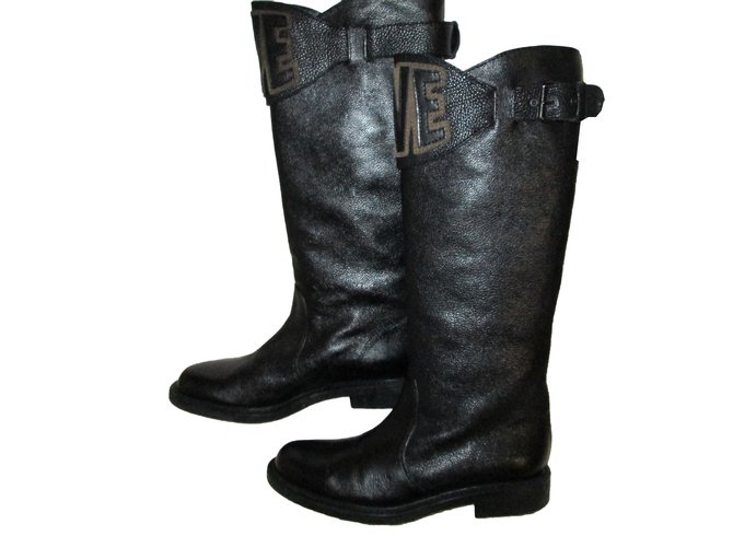 Love Moschino Boots Black Leather  ref.44122